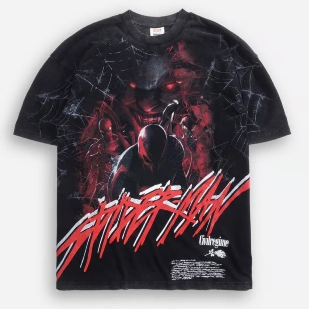 CIVILREGIME X MARVEL SPIDER-MANS RATH T-SHIRT BLACK WASH - M